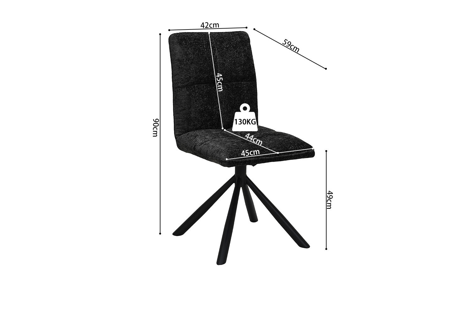 Rousseau - Stoel Jack - Stof Donkergrijs - 91x45x59 cm