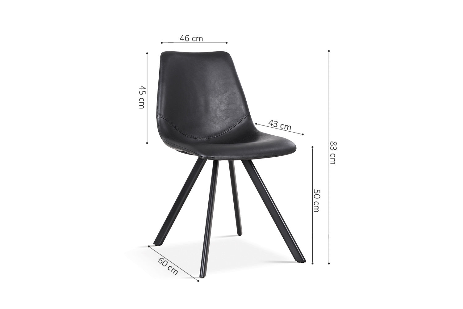 Rousseau - Stoel Emma PU Zwart - 83x46x60  cm