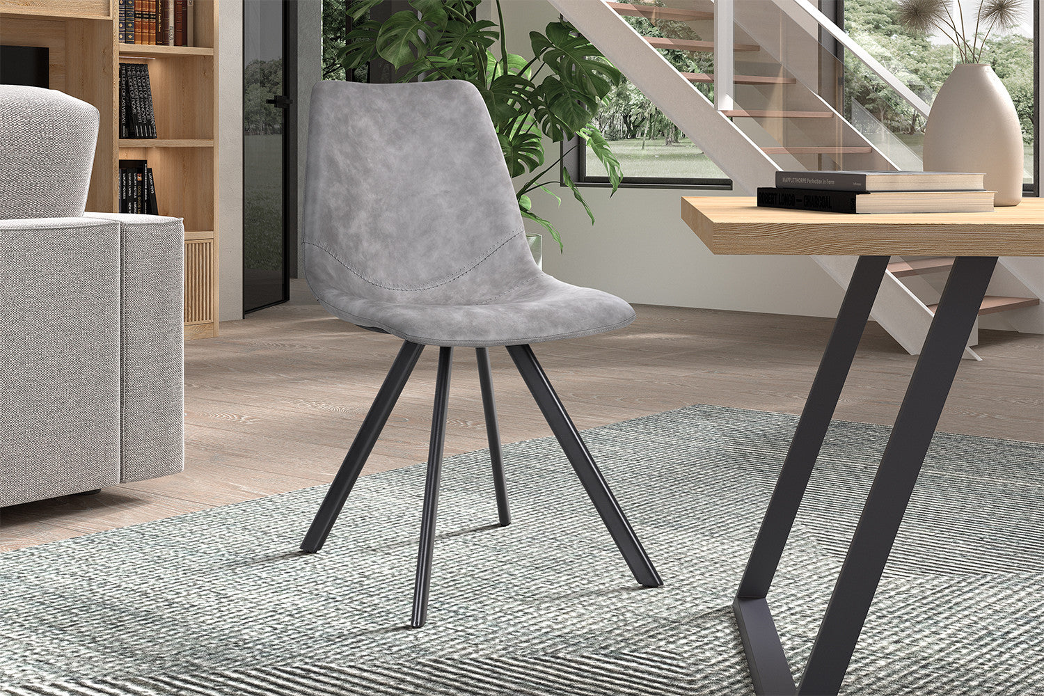 Rousseau - Chaise Emma PU Gris Foncé - 83x46x60 cm