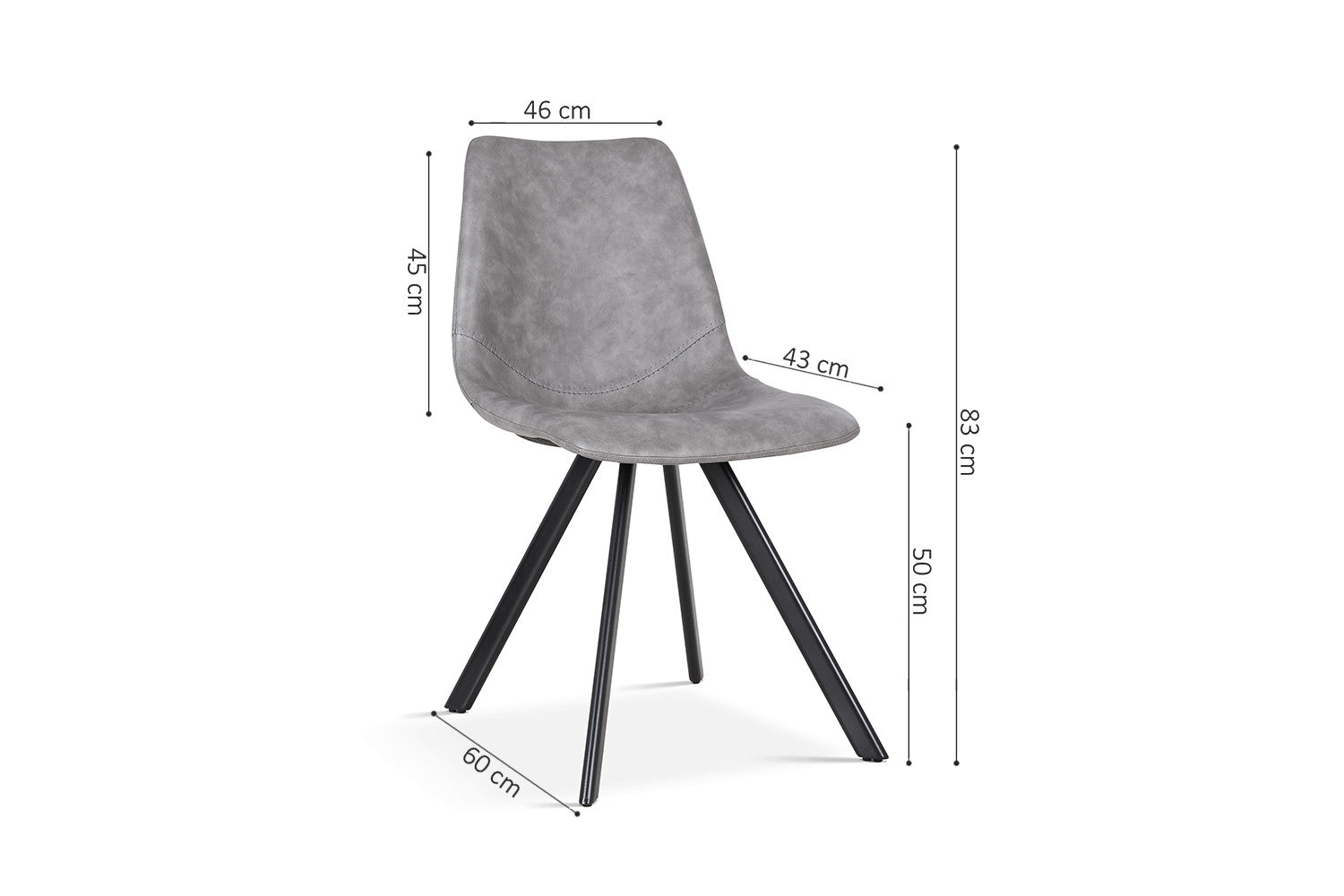 Rousseau - Stoel Emma PU Donkergrijs - 83x46x60  cm