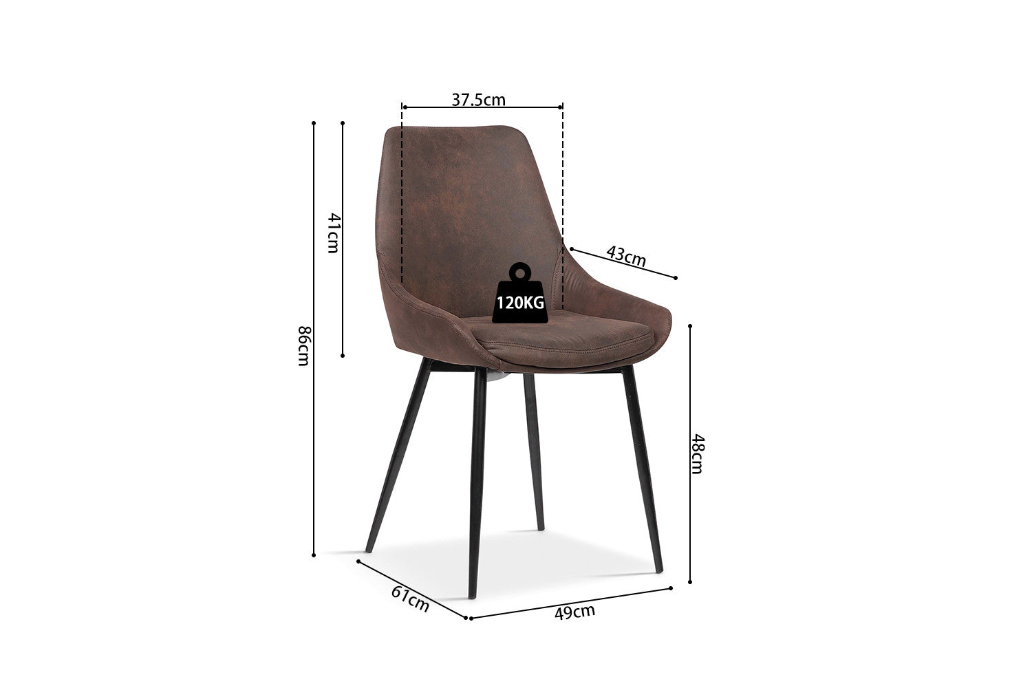 Rousseau - Stoel Mirano Micro fiber PU Bruin - 86x49x61 cm