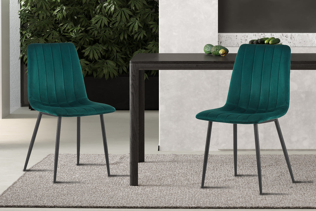 Rousseau - Stoel Willis Fluweel Groen - 86x45x55 cm