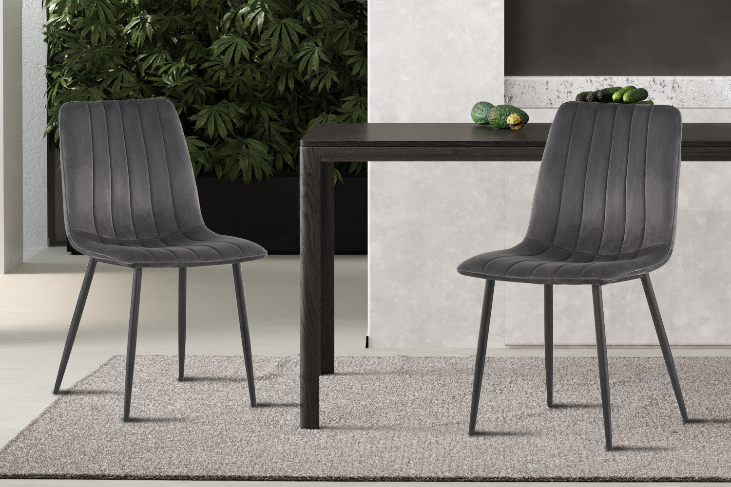 Rousseau - Stoel Willis Fluweel Grijs - 86x45x55 cm