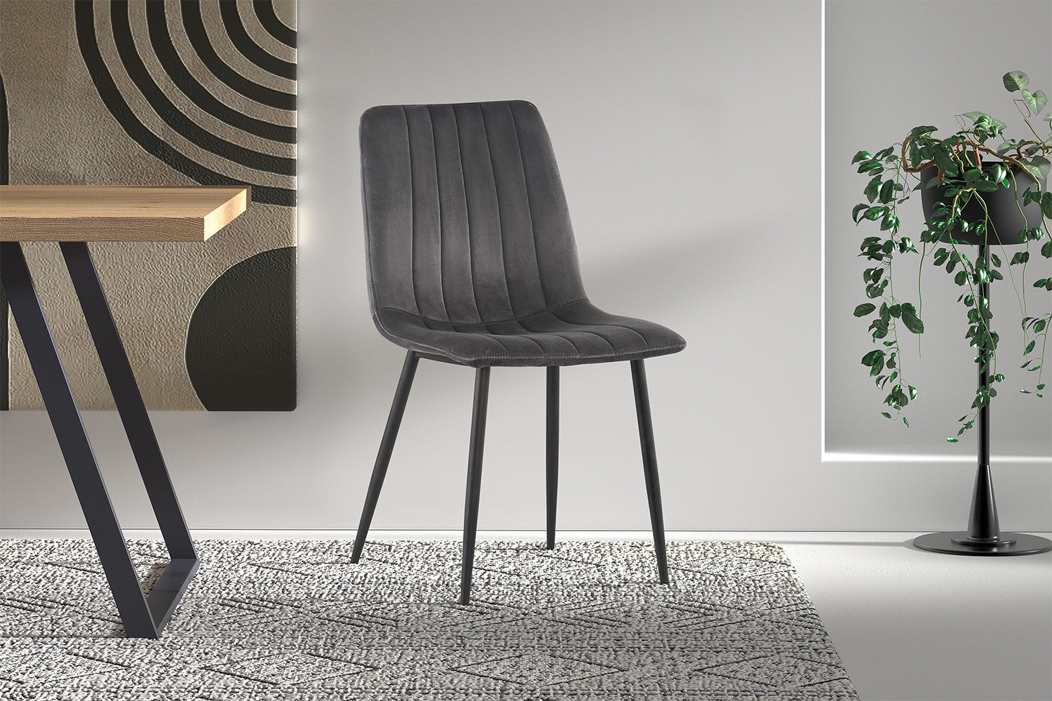 Rousseau - Stoel Willis Fluweel Grijs - 86x45x55 cm