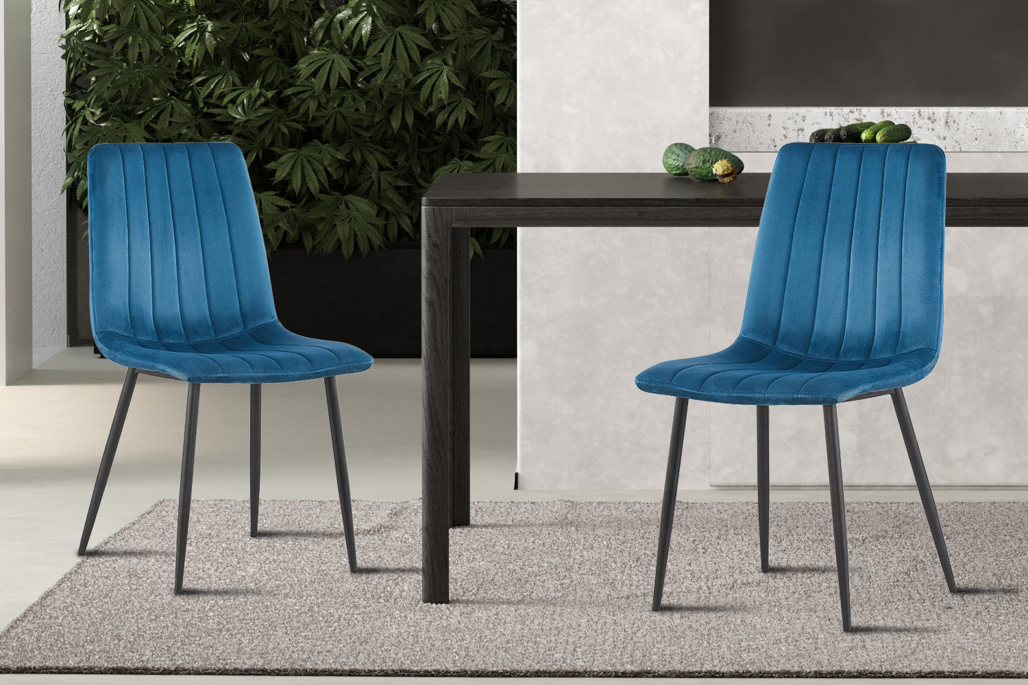 Rousseau - PROMO - Stoel Willis Fluweel Blauw - 86x45x55 cm