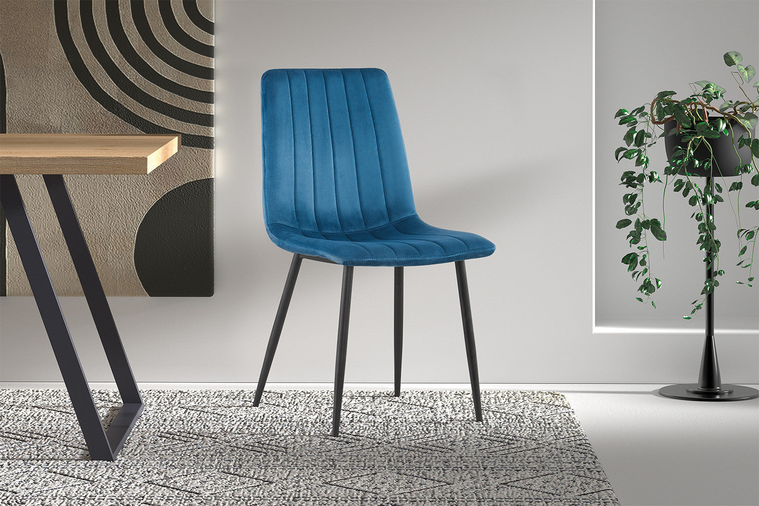 Rousseau - Stoel Willis Fluweel Blauw - 86x45x55 cm