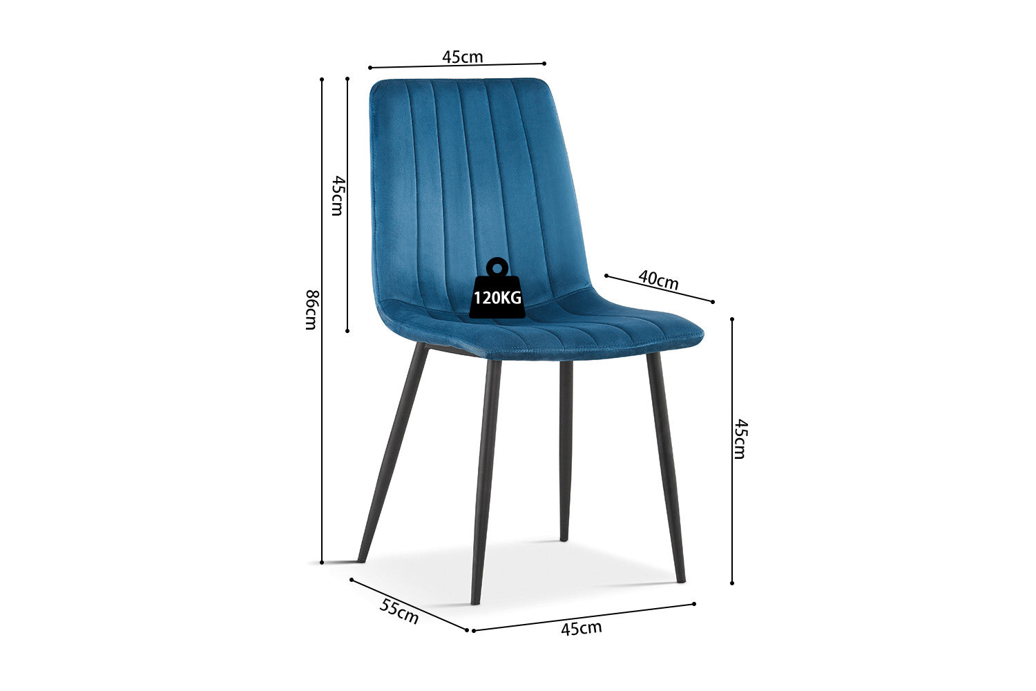 Rousseau - Chaise Willis Velours Bleu - 86x45x55 cm