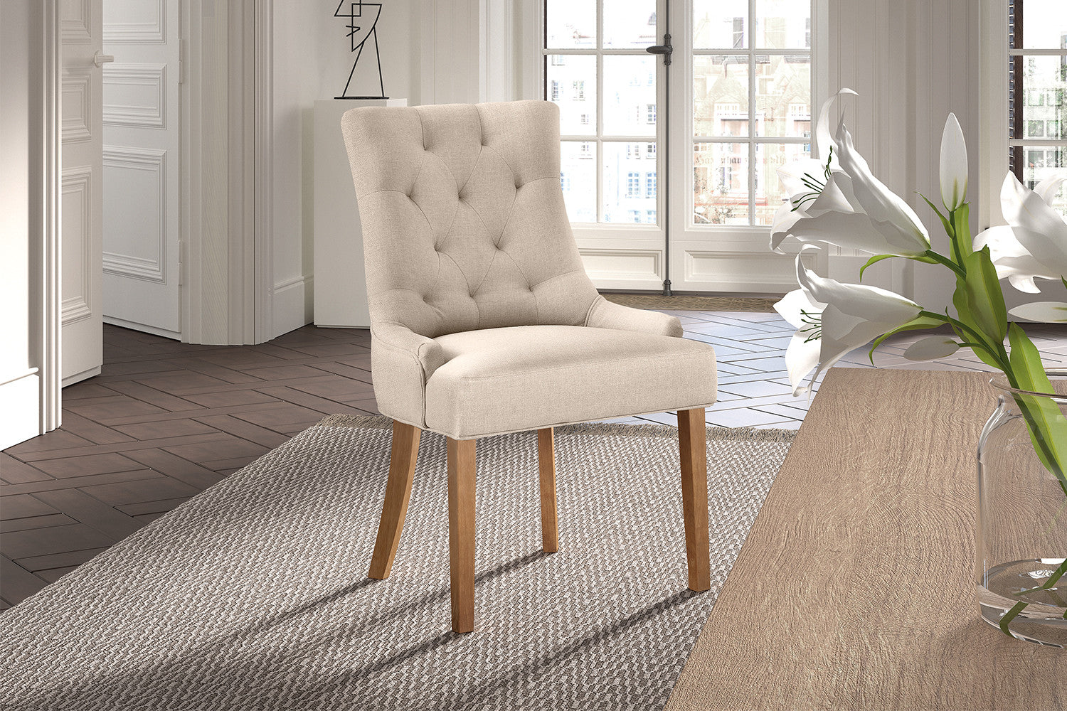 Rousseau - Stoel Fancy Stof Zand - 93x56x60 cm