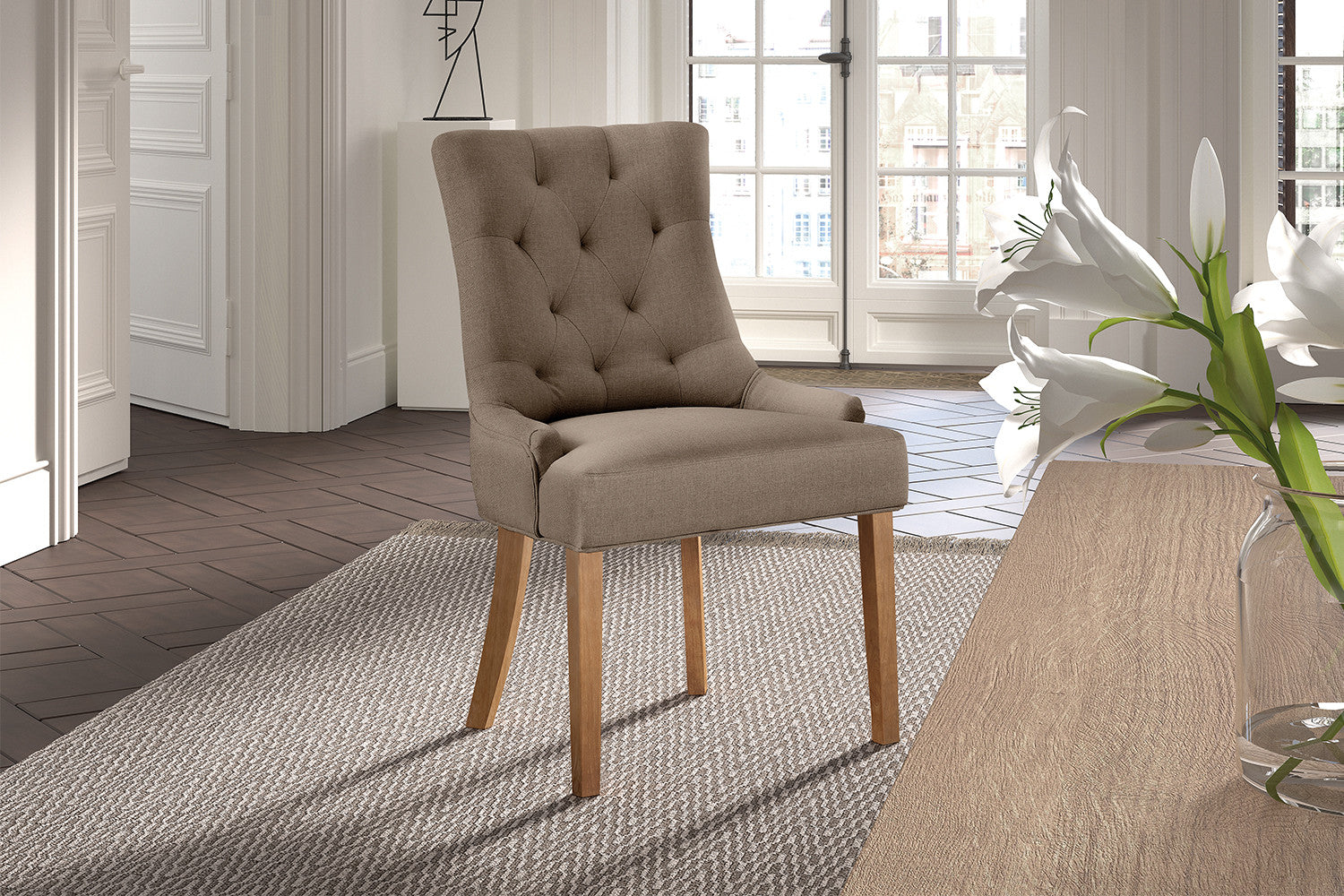 Rousseau - Stoel Fancy Stof Taupe - 93x56x60 cm