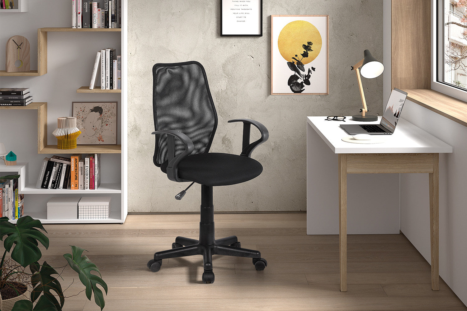 Rousseau - Bureaustoel Job Mesh Zwart - 87x54x50 cm