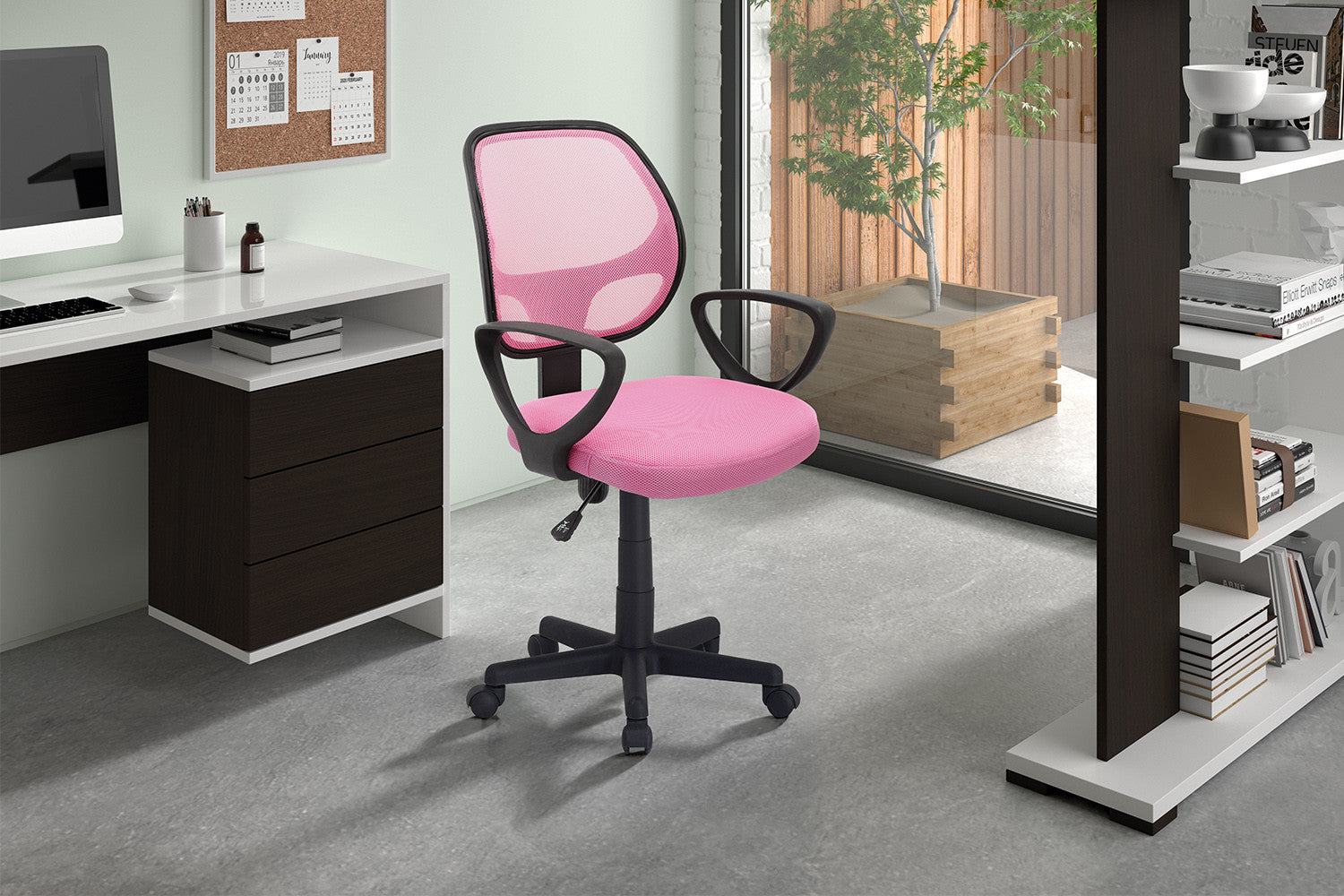 Rousseau - Bureaustoel Hippa Mesh Roze - 86x58x53 cm