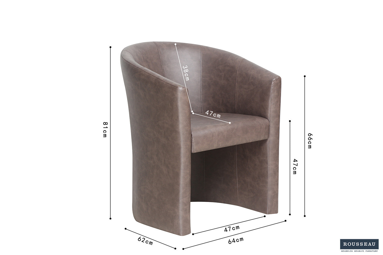 Rousseau - Kuipzeteltje Charlie Vintage PU Donkerbruin - 81x64x62 cm