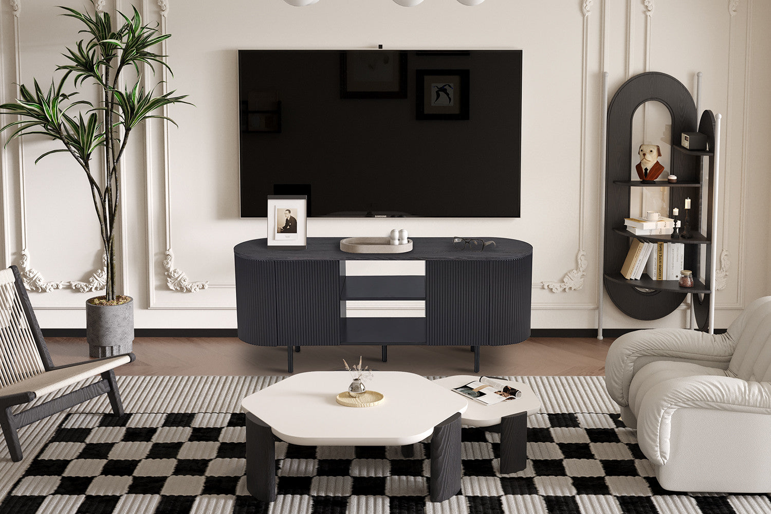 Rousseau - TV meubel Lagos 140 cm Decor Donkerbruin - 57.5x140x40 cm