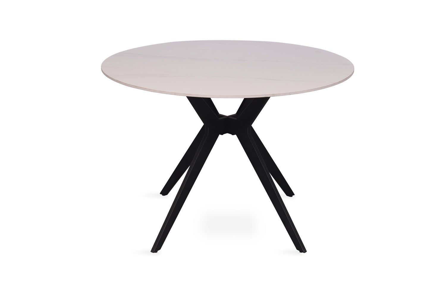 Rousseau - Table Apollo 110 cm Ronde Pierre Brillante Blanc Neige - 75.5x110x110cm