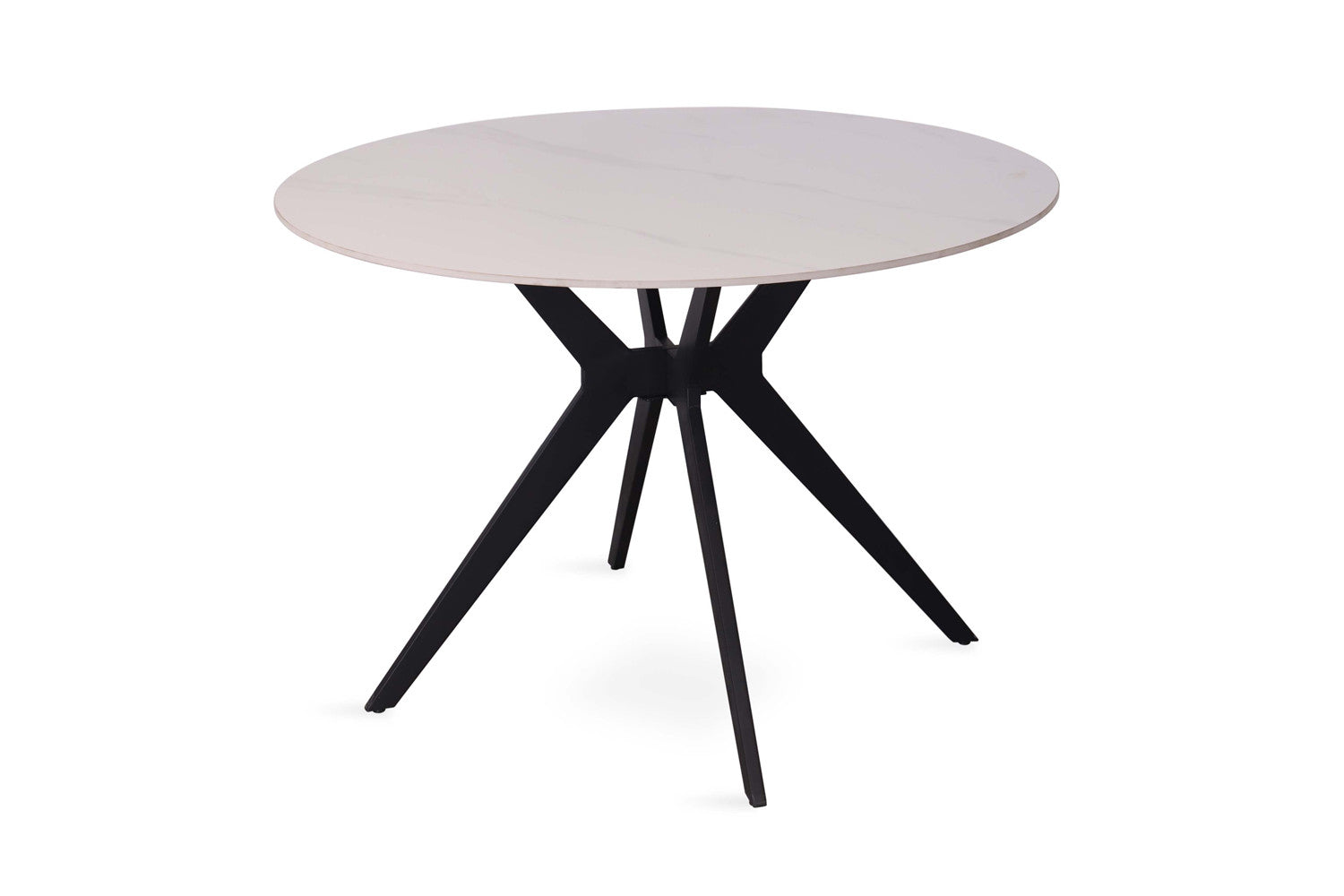 Rousseau - Table Apollo 110 cm Ronde Pierre Brillante Blanc Neige - 75.5x110x110cm