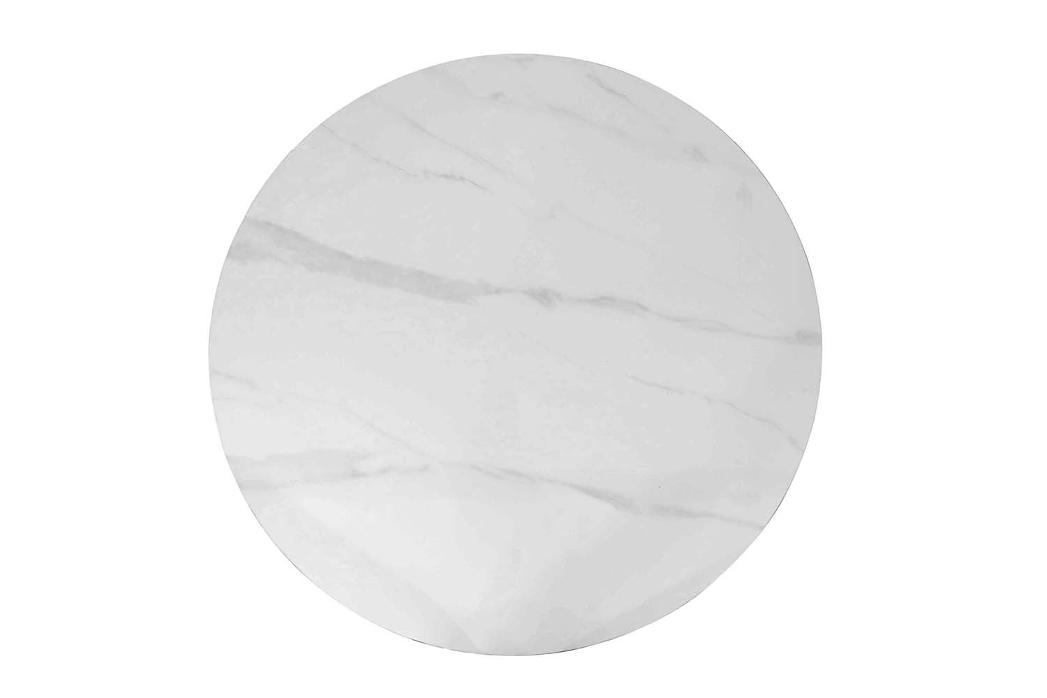 Rousseau - Table Apollo 110 cm Ronde Pierre Brillante Blanc Neige - 75.5x110x110cm
