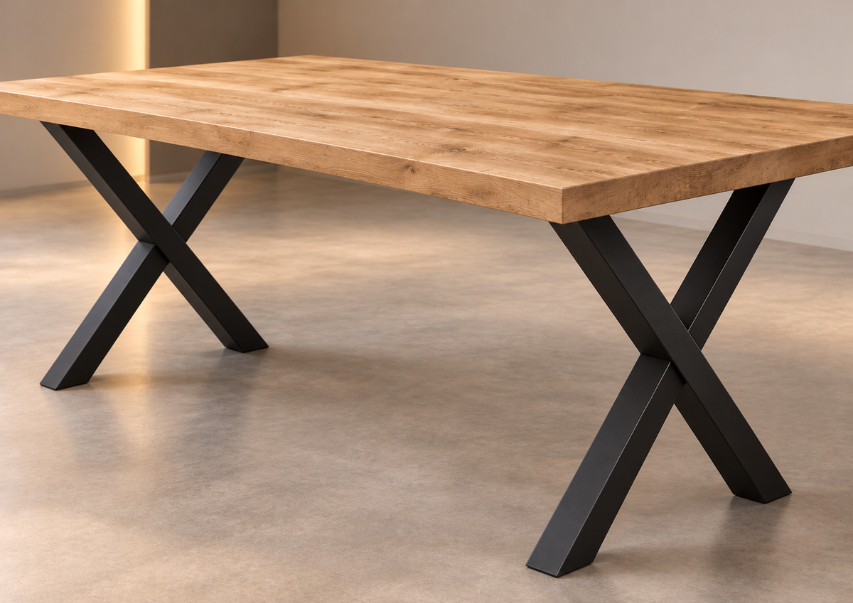GBO - Table de salle à manger Samson - Orca TF1915 - Pieds en X - 200x100x76 cm