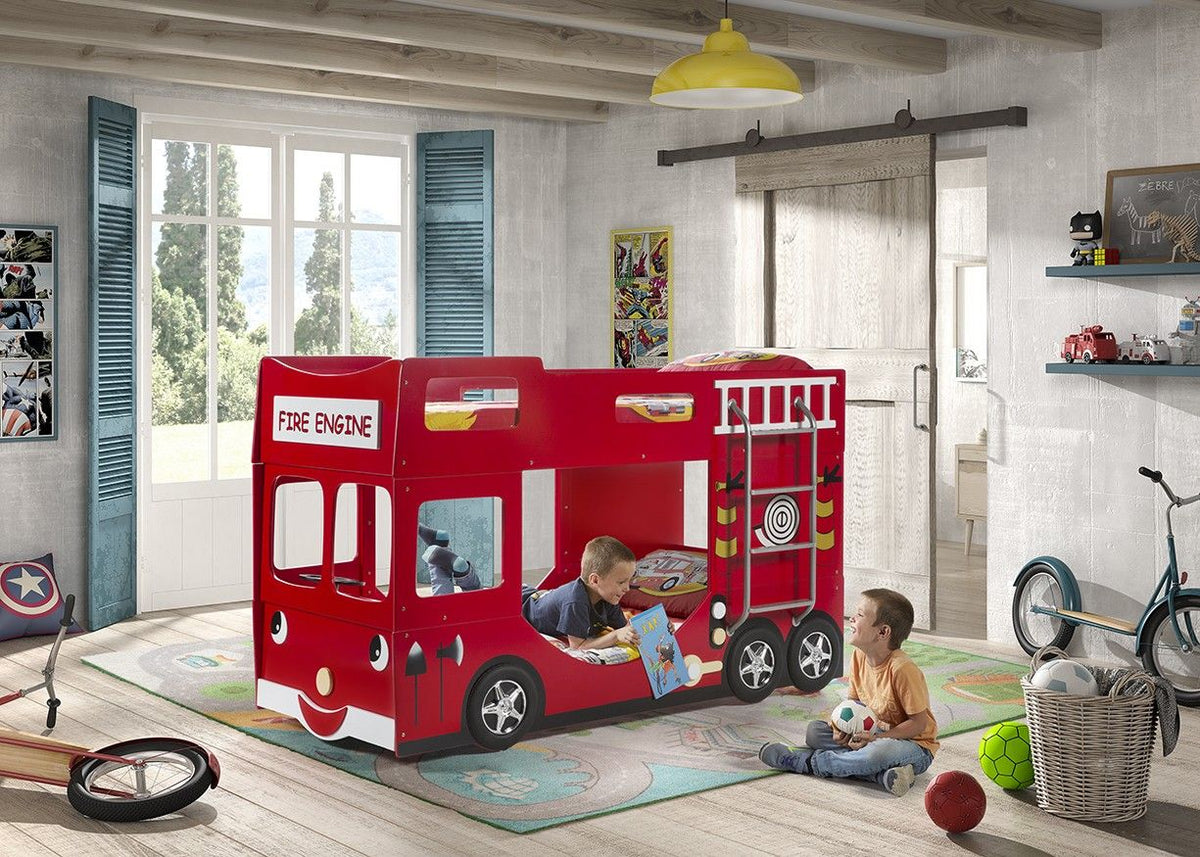 Vipack - Stapelbed BRANDWEERWAGEN - Rood - 90x200 cm