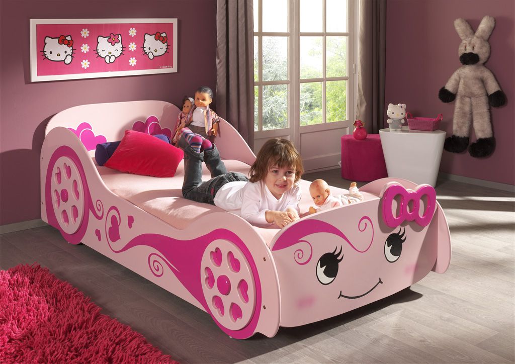 Vipack - Autobed LOVE - Roze - 90x200 cm