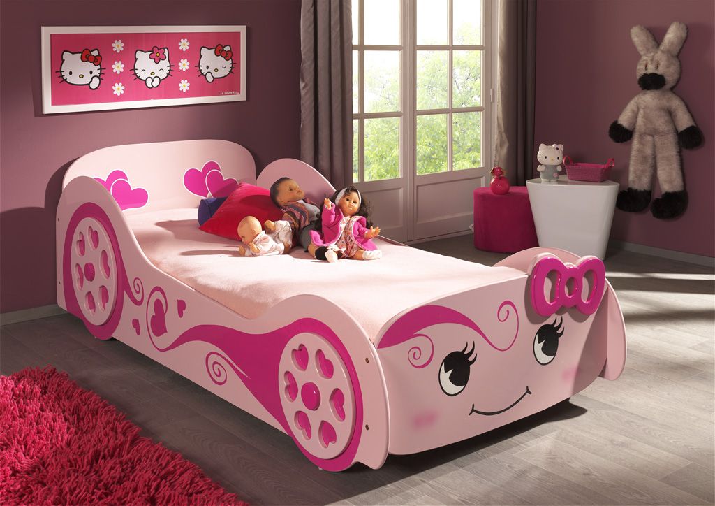 Vipack - Autobed LOVE - Roze - 90x200 cm