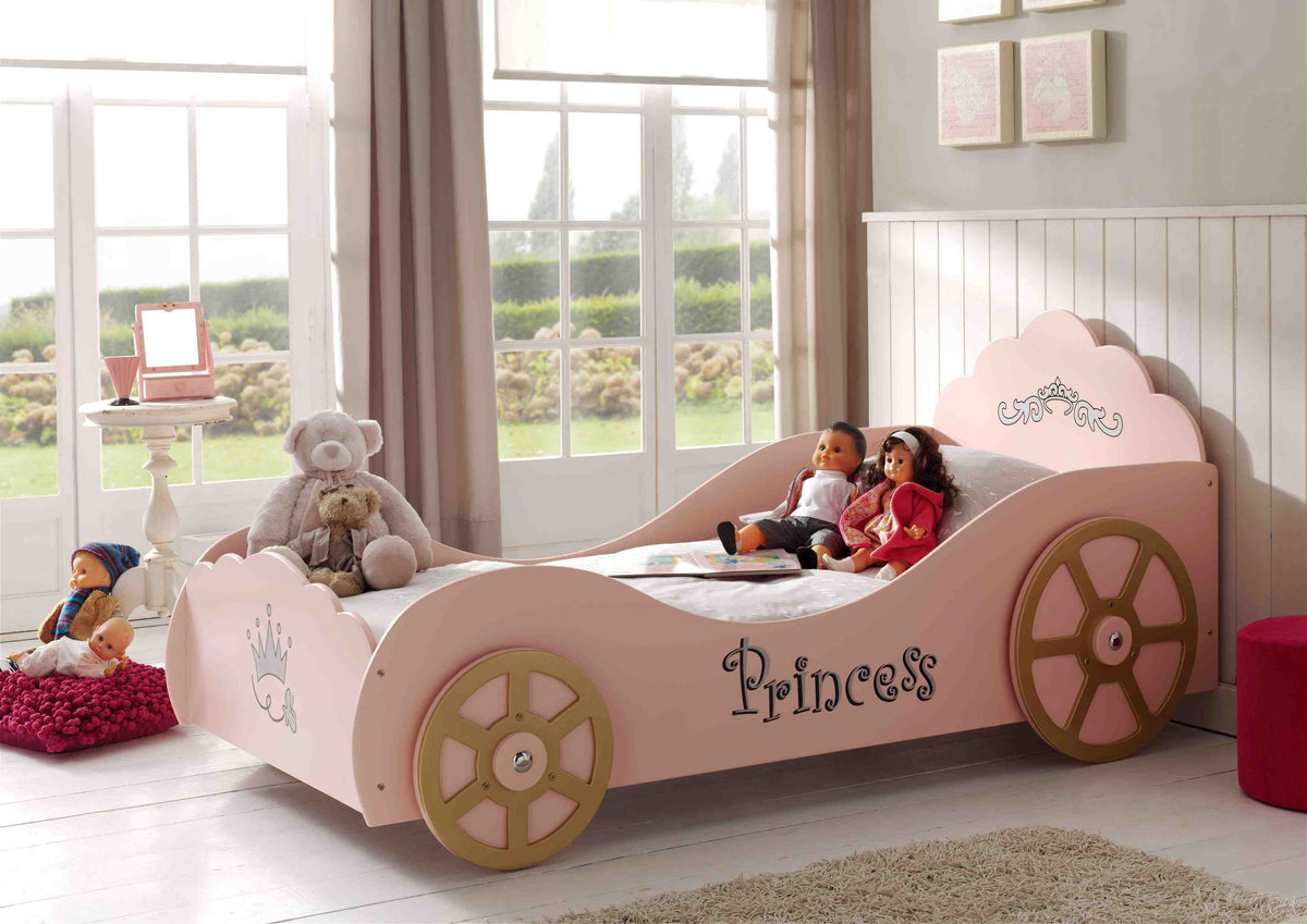 Vipack - Lit voiture PRINCESSE PINKY - Rose - 90x200 cm