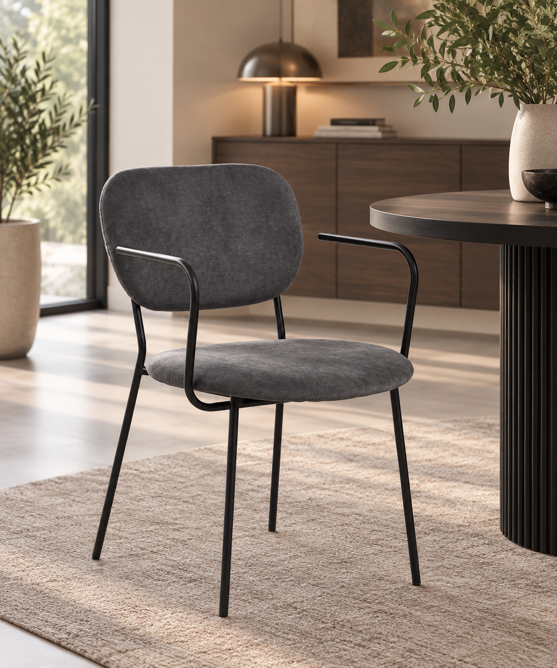 GBO - Chaise de salle à manger ST2103 - Tissu - Gris - H82xP48xL52 cm