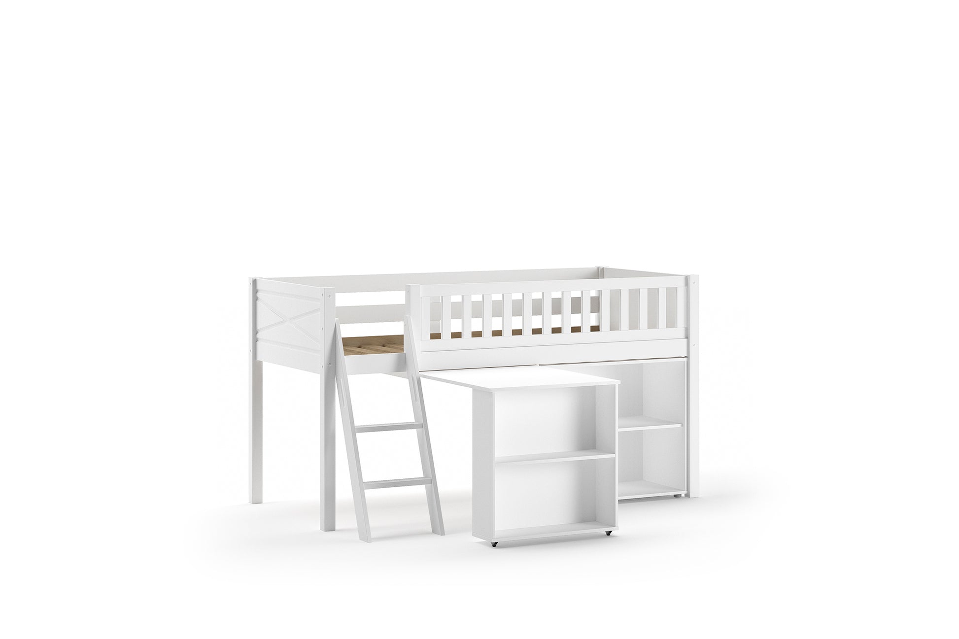 Vipack - Deze SCOTT combinatie bestaat uit de SCOTT halfhoogslaper met bureau en bibliotheek.