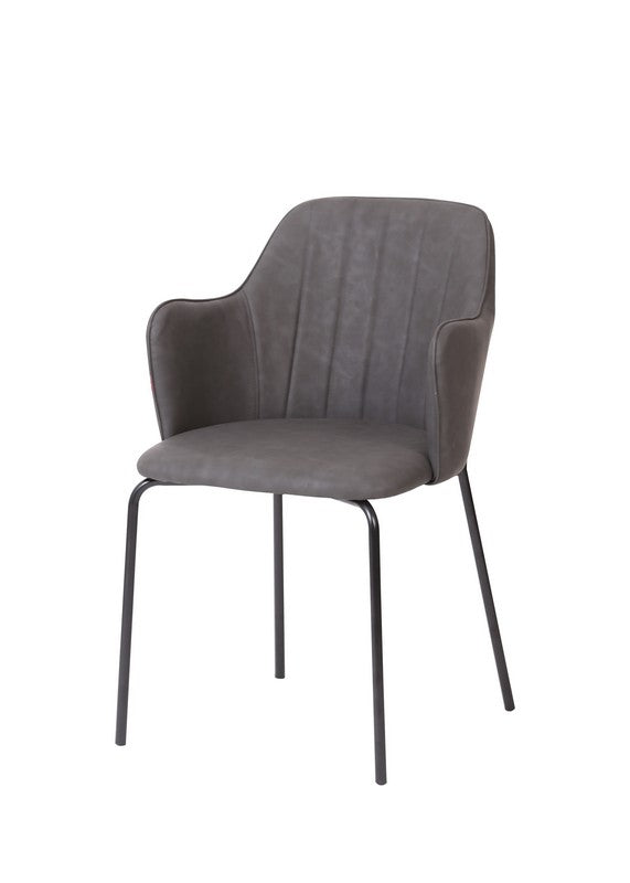 Meubar - Eetkamerstoel Flo - Kunstleder - Antraciet - 54x85x60cm