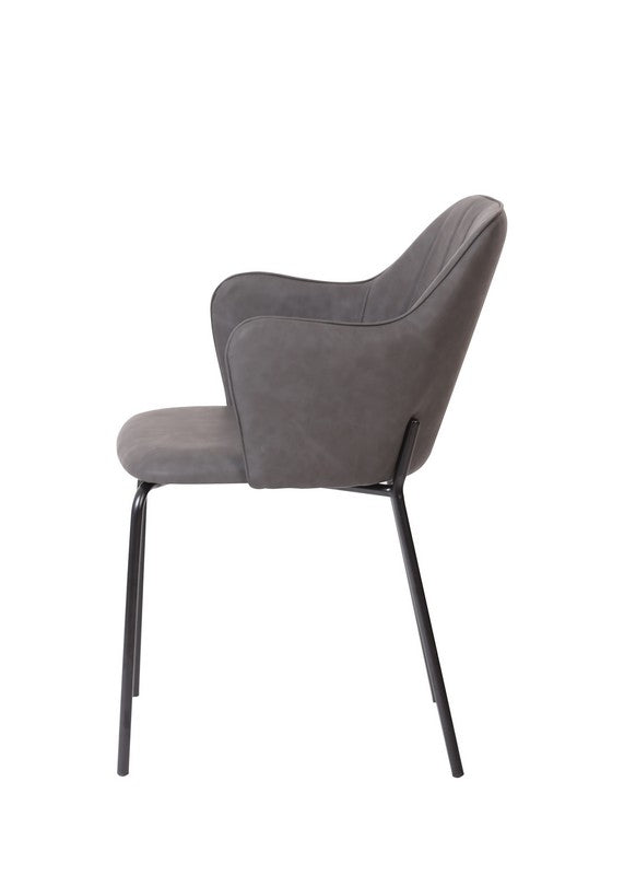 Meubar - Chaise de salle à manger Flo - Similicuir - Anthracite - 54x85x60cm