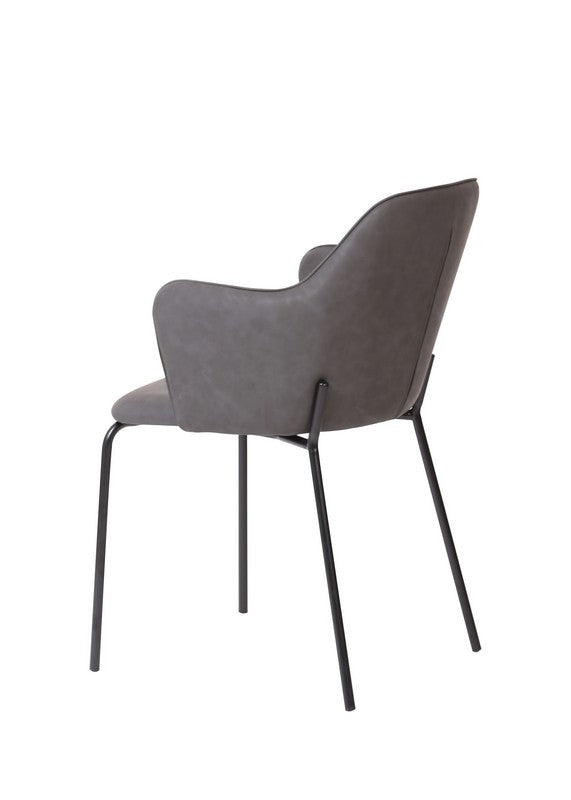Meubar - Chaise de salle à manger Flo - Similicuir - Anthracite - 54x85x60cm