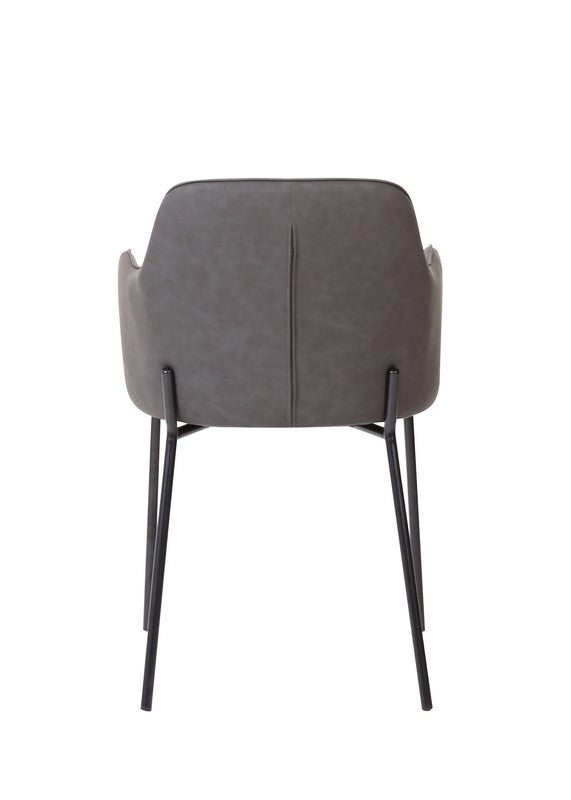 Meubar - Chaise de salle à manger Flo - Similicuir - Anthracite - 54x85x60cm