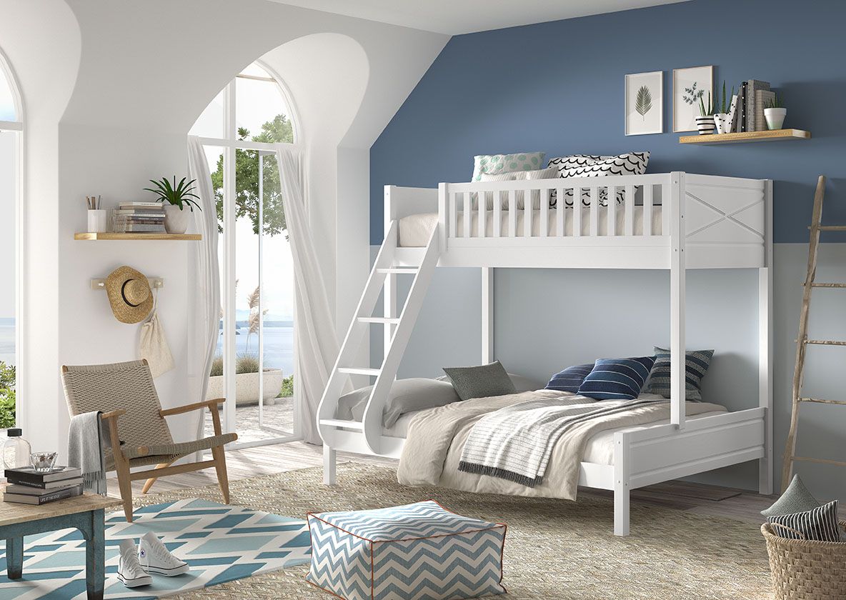 Vipack - Lit familial SCOTT - Blanc - 140x200 + 90x200 cm