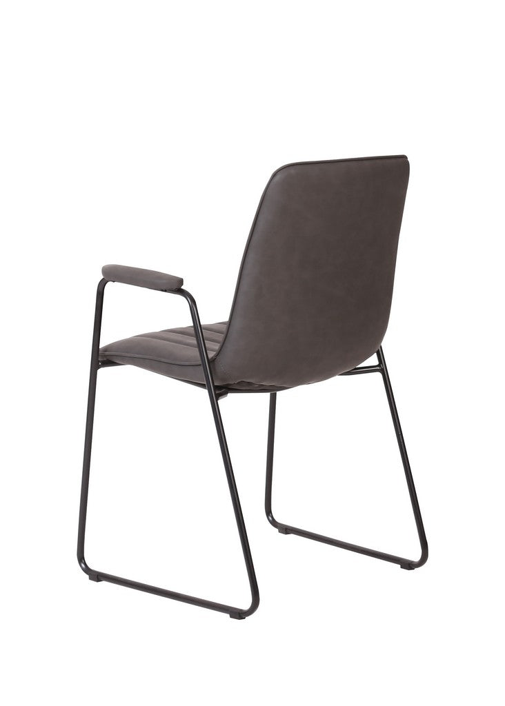 Meubar - Eetkamerstoel Samo - Kunstleder - ANTRACIT - 57 x 55 x 88 cm