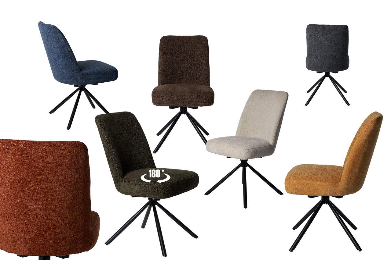 Meubar - Chaise de salle à manger Tosca 1 - Boucle - Tissu - Bleu - 48x86x62 cm