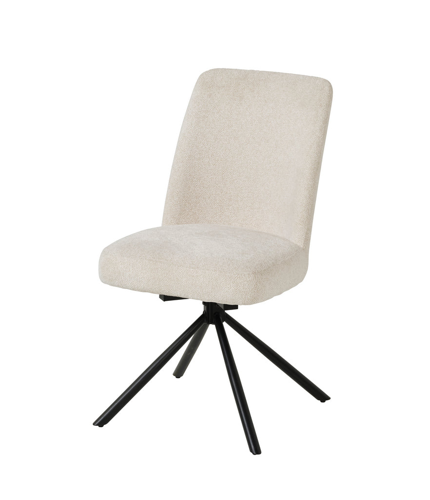 Meubar - Chaise de salle à manger Tosca 1 - Boucle - Tissu - Blanc - 48x86x62 cm