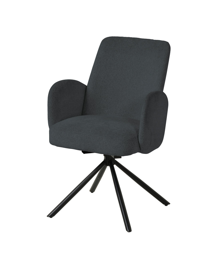 Meubar - Eetkamerstoel Tosca 2 - Boucle - Stof - Anthracite - 48x86x62 cm