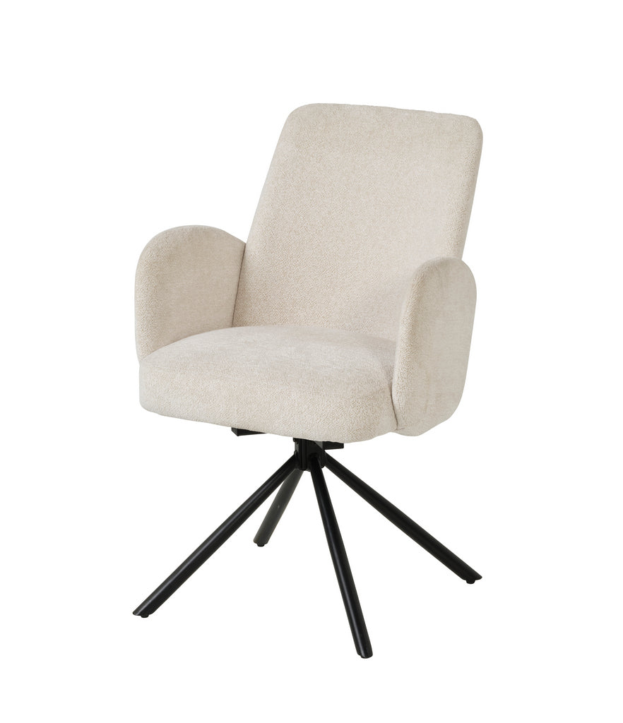 Meubar - Chaise de salle à manger Tosca 2 - Boucle - Tissu - Blanc - 48x86x62 cm