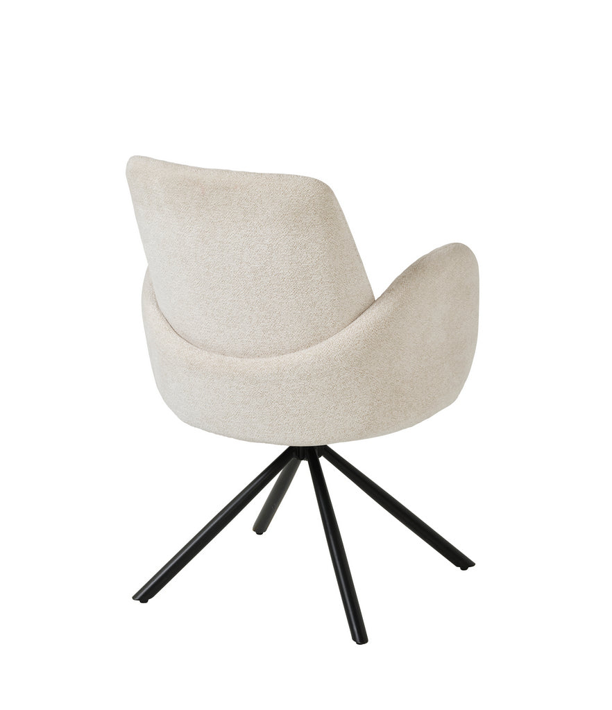 Meubar - Chaise de salle à manger Tosca 2 - Boucle - Tissu - Blanc - 48x86x62 cm