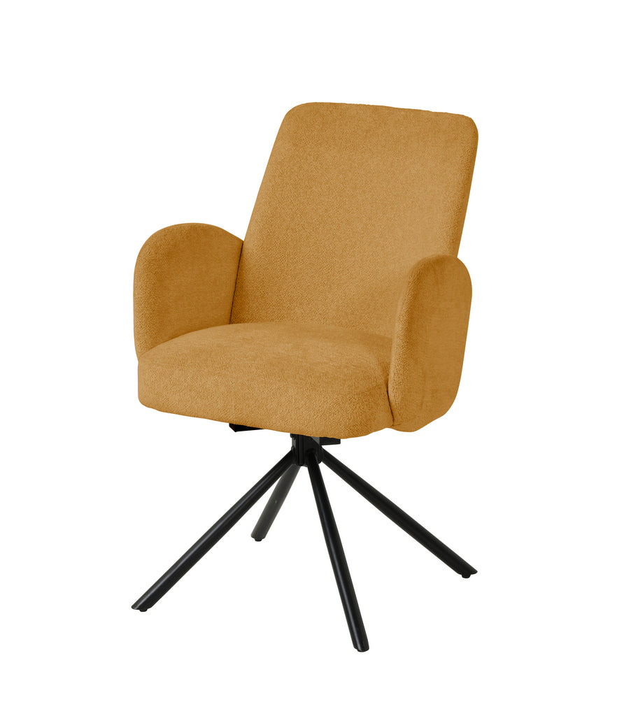 Meubar - Eetkamerstoel Tosca 2 - Boucle - Stof - Geel-Oranje - 48x86x62 cm