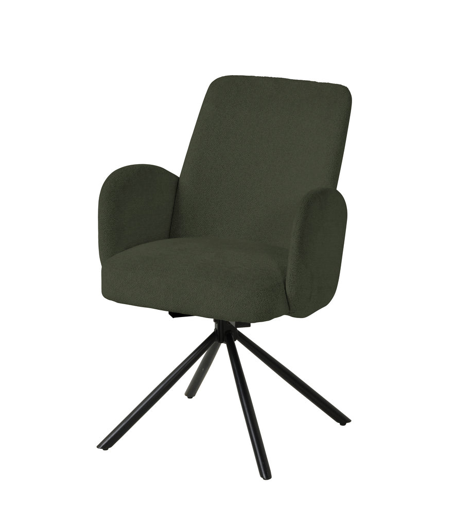Meubar - Chaise de salle à manger Tosca 2 - Boucle - Tissu - Vert - 48x86x62 cm