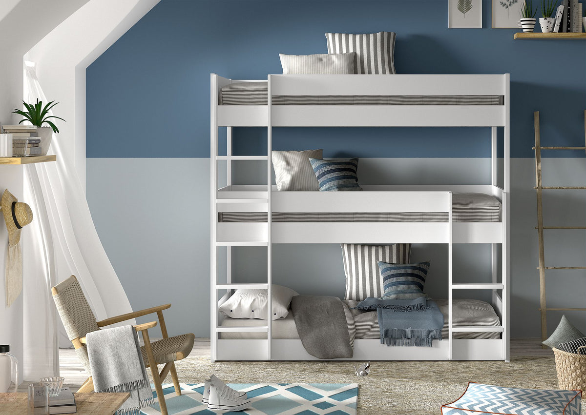 Vipack - Lits superposés SCOTT - Avec 3 couchages - Blanc - 90x200 cm