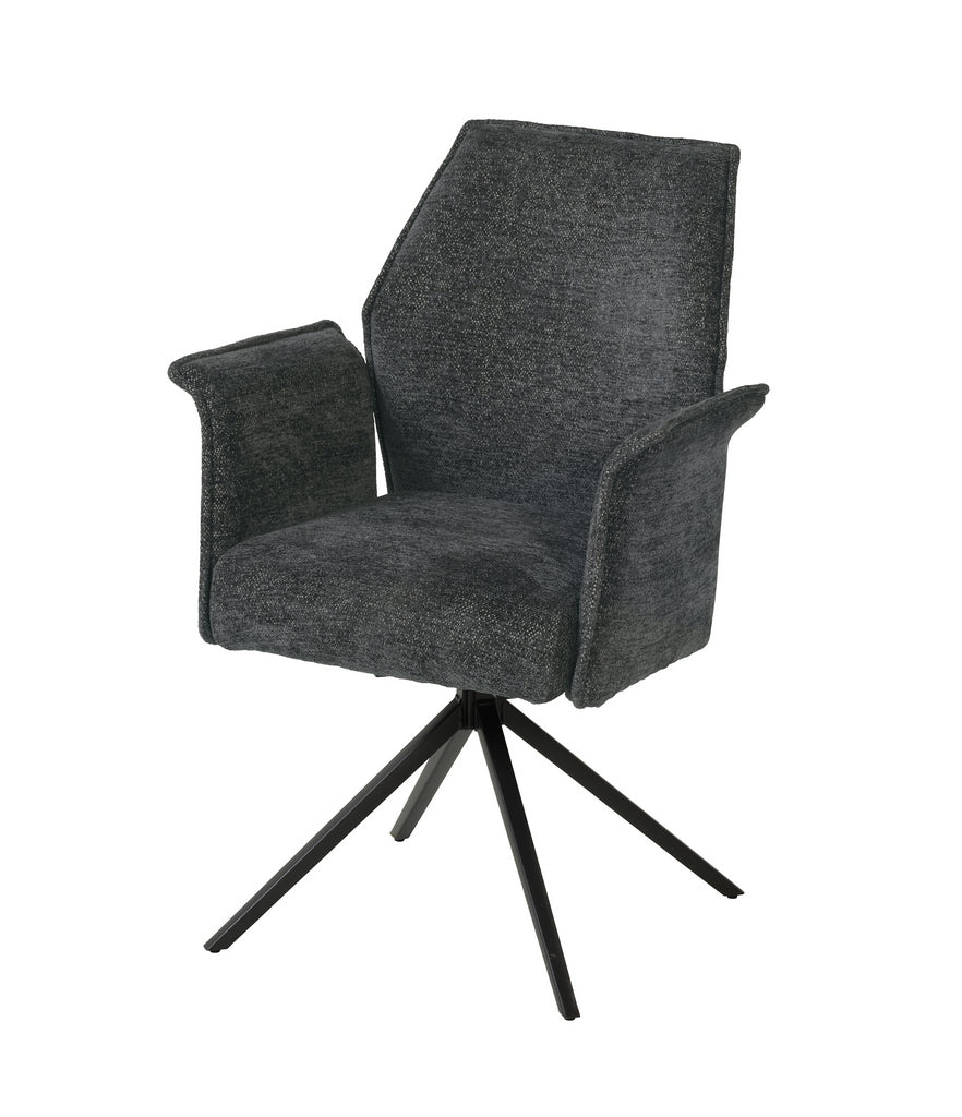 Meubar - Eetkamerstoel Trieste - Boucle - Stof - Antraciet - 64x62x92 cm