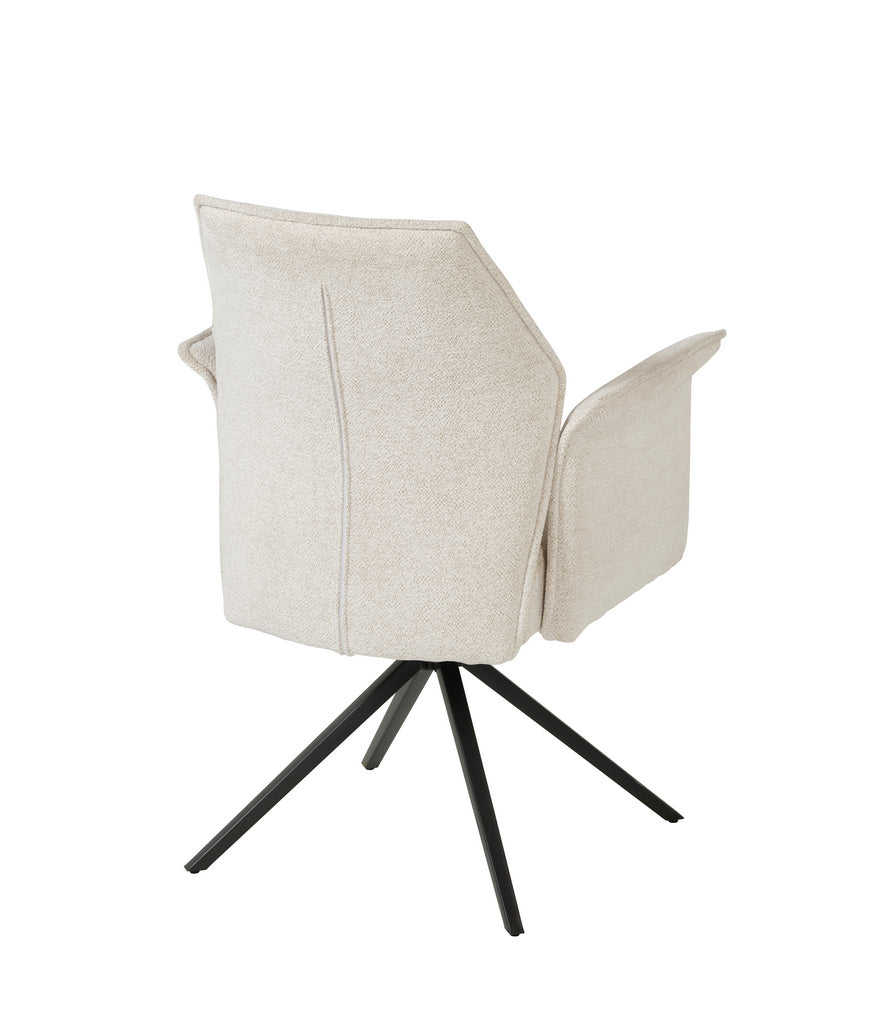 Meubar - Eetkamerstoel Trieste - Boucle - Stof - Wit - 64x62x92 cm