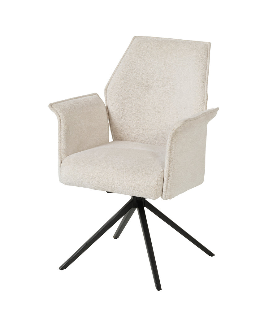 Meubar - Eetkamerstoel Trieste - Boucle - Stof - Wit - 64x62x92 cm