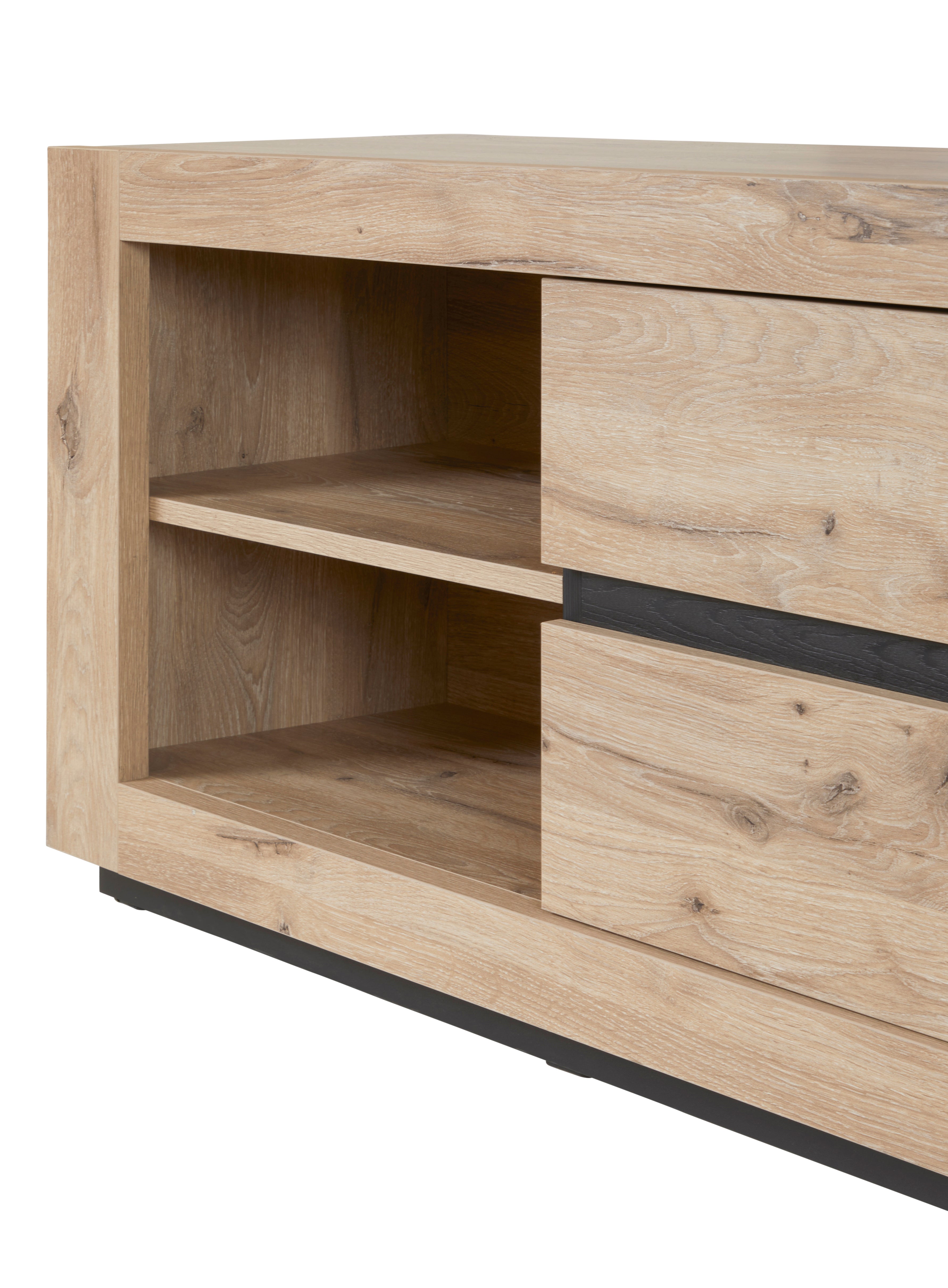 GBO - Meuble TV Sacha – 170x60x50 cm – Chêne Canyon & marbre