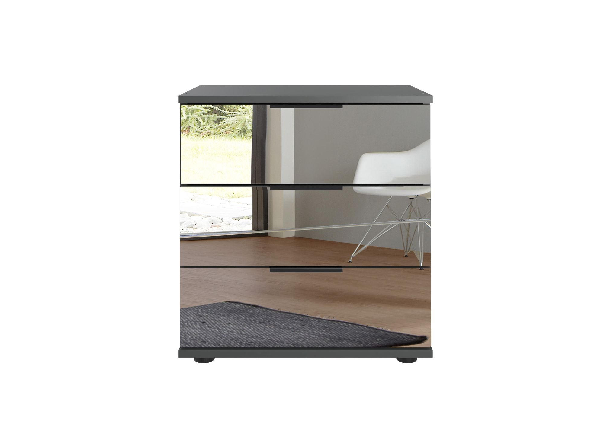 Wimex - Nachtkastje Saigon - E54703 - Grafiet/Glas - 52x58x38cm
