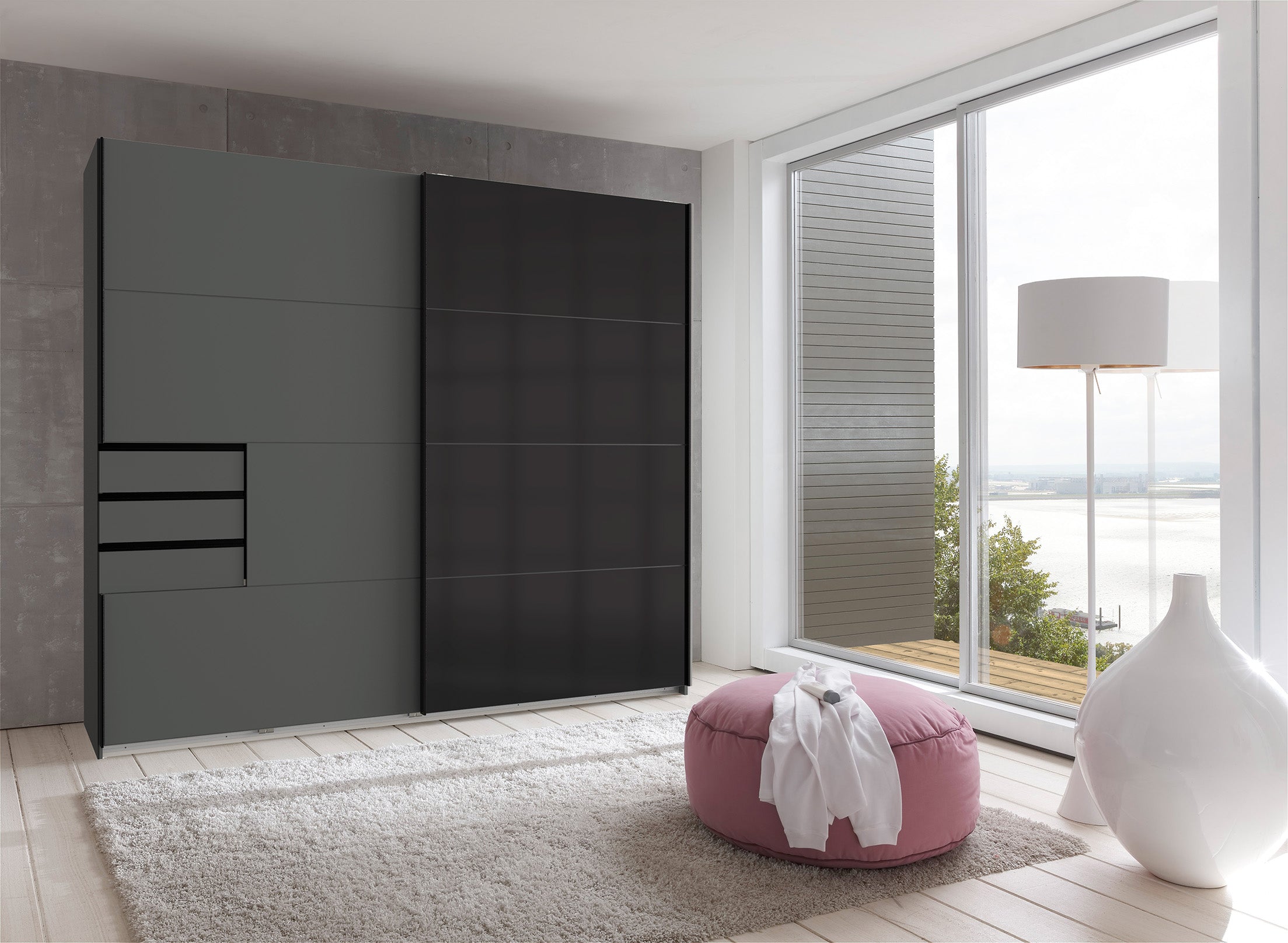Wimex - Kleerkast Saigon - E60640 - Grafiet/Zwart - 225x208x64cm