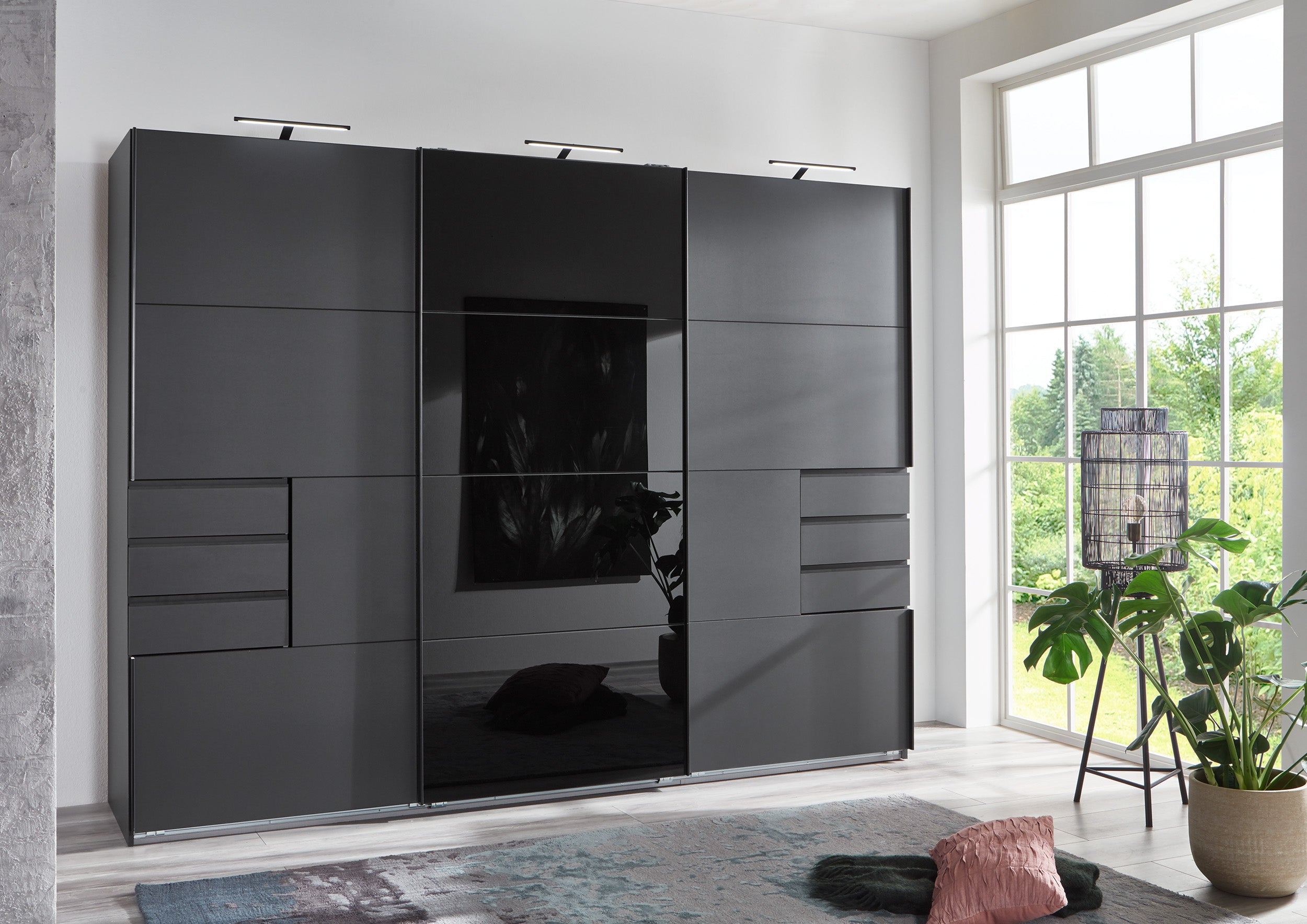 Wimex - Kleerkast Saigon - E60641 - Grafiet/Zwart - 270x208x64cm