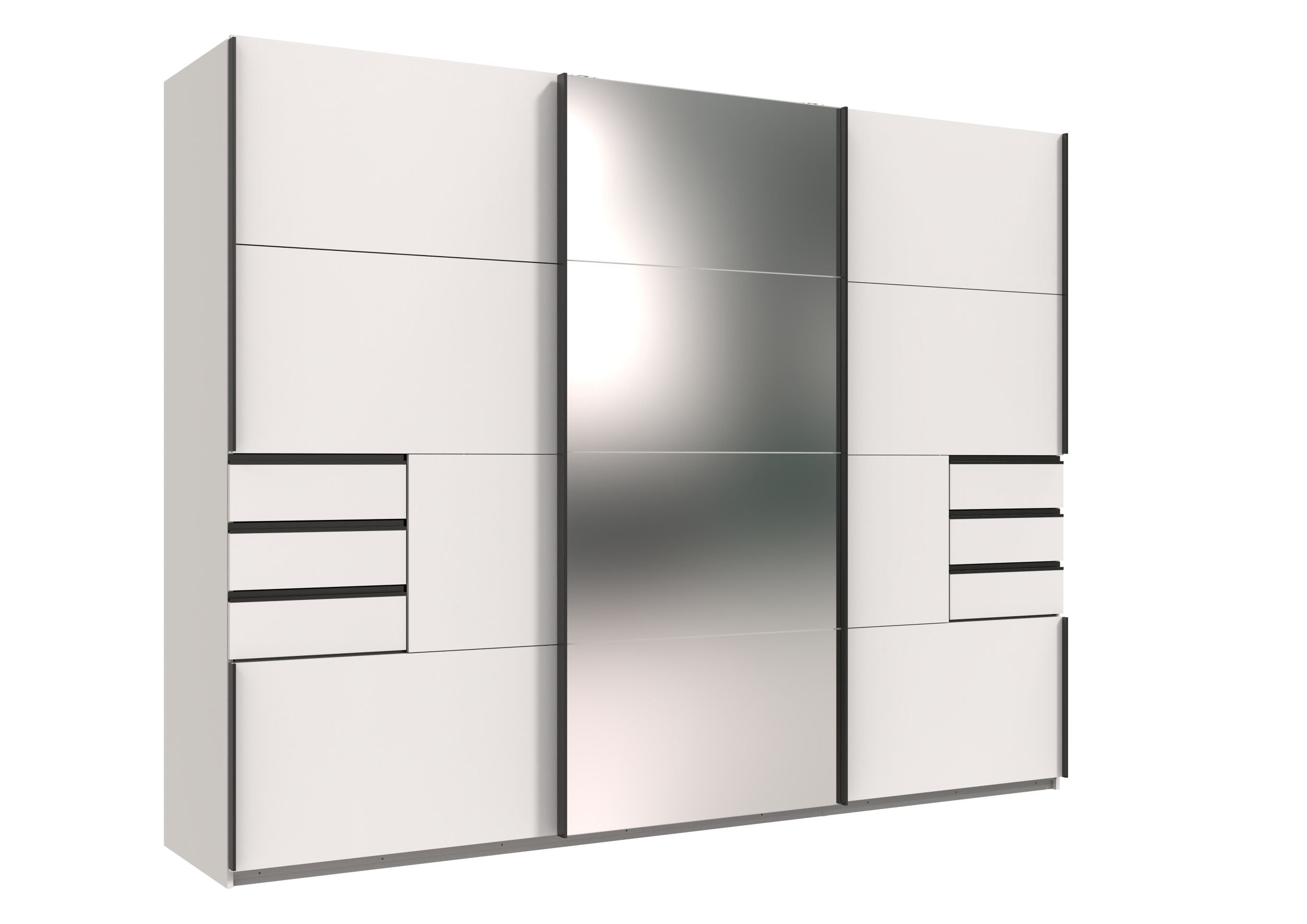 Wimex - Kleerkast Saigon - M10641 - Wit/Glas - 270x208x64cm