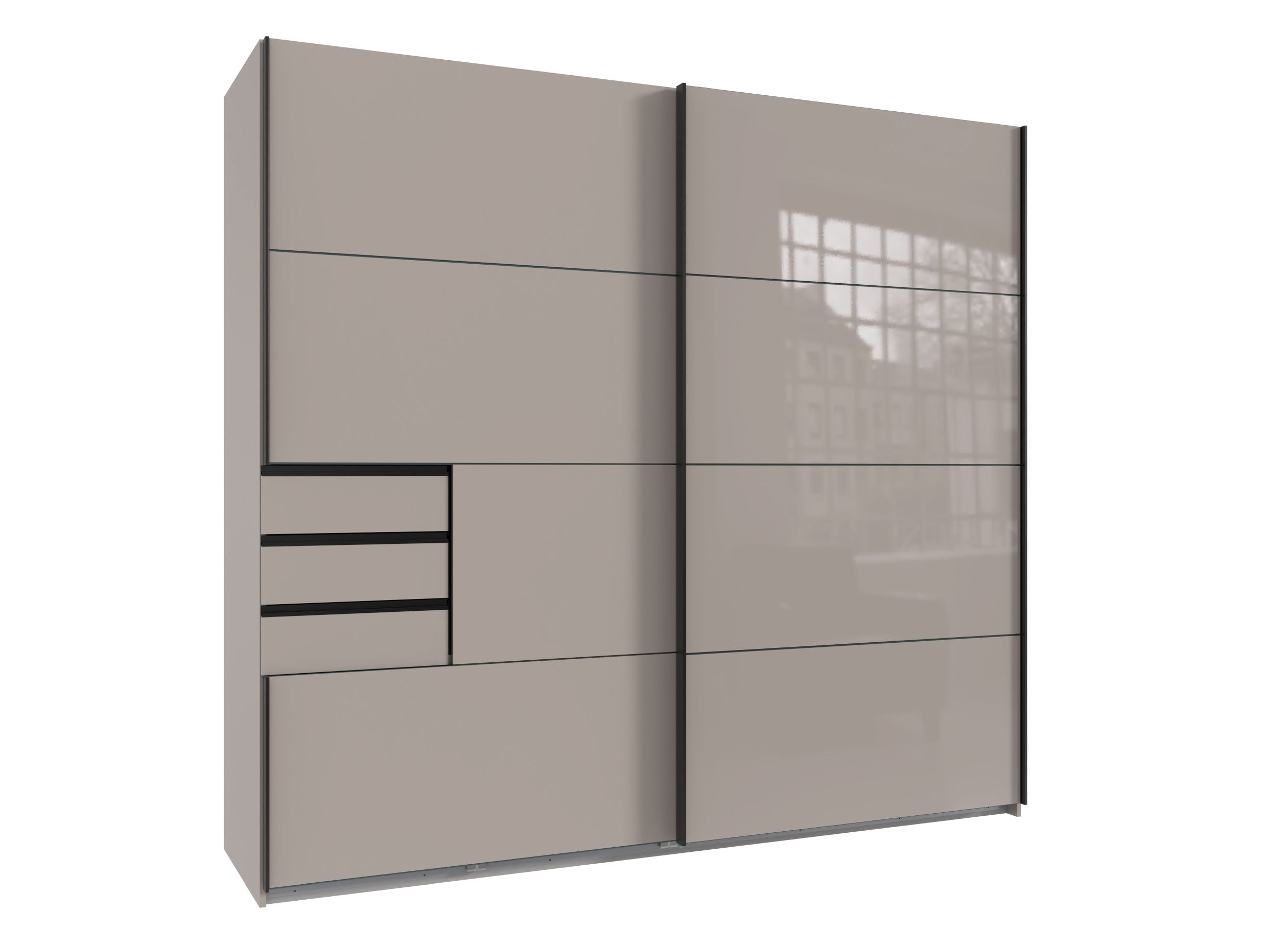 Wimex - Kleerkast Saigon - M20640 - Sahara Grijs/Glas - 225x208x64cm